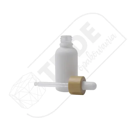 Butelka szklana BIAŁA z bambusową pipetą  5 ml 10 ml 15 ml  20 ml 30 ml 50 ml 100 ml