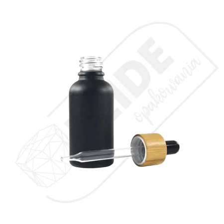 Butelka szklana CZARNA z bambusową pipetą 100 ml