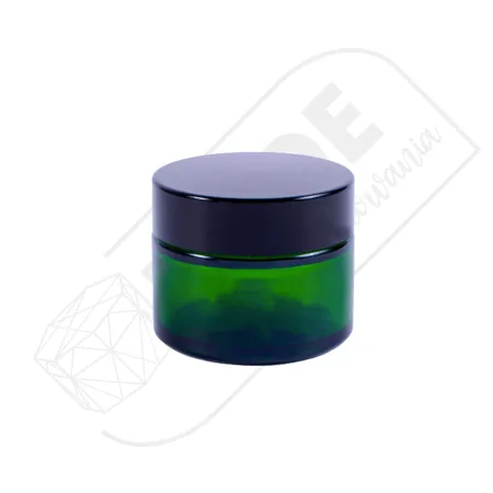 Słoik szklany zielony 50 ml z czarną nakrętką