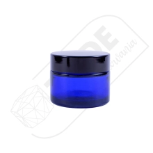 Słoik szklany niebieski 50 ml z czarną nakrętką Słoik szklany niebieski 50 ml z czarną nakrętką